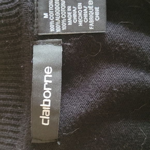 Mens Claiborne medium black and gray argyle v neck sweater - Picture 2 of 2